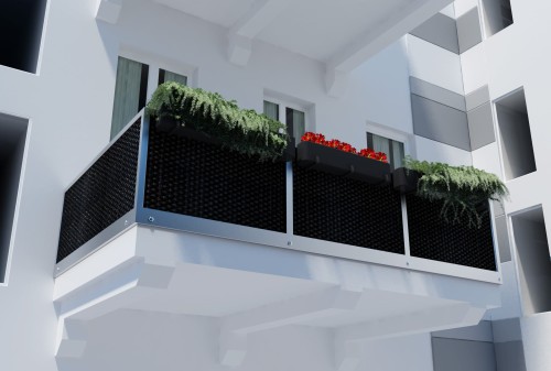 RattanArt Mata technorattanowa oczkowana osłona balkonowa 90x100cm Czarny 1200 g/m2 RD04