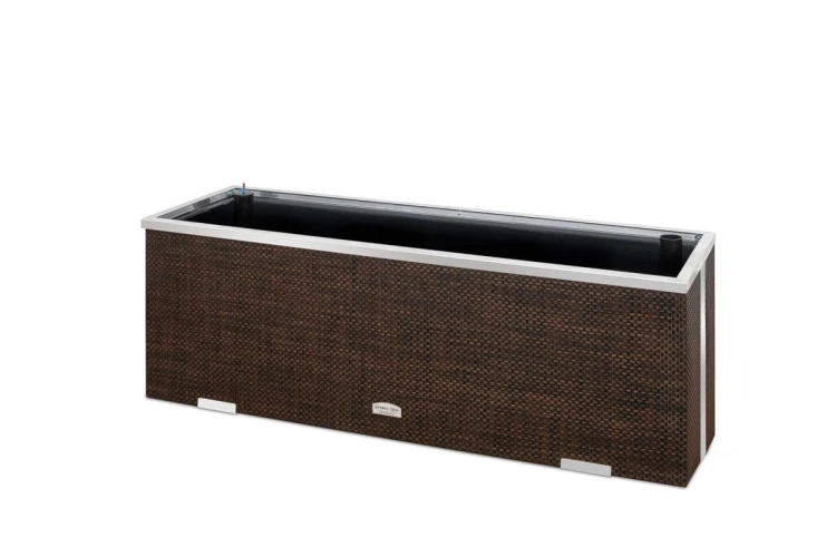 RattanArt Donica ogrodowa technorattanowa z nawodnieniem 95x39x43cm Ciemny brąz RD02