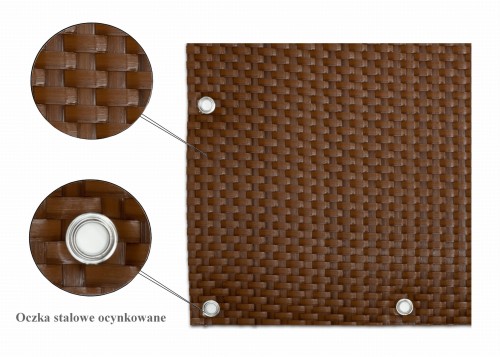 RattanArt Mata technorattanowa oczkowana osłona balkonowa 110x100cm Miodowy brąz 1200 g/m2 RD13