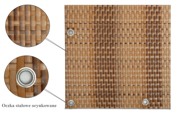 RattanArt Mata technorattanowa oczkowana osłona balkonowa 110x100cm Słomkowy 1200 g/m2 RD08