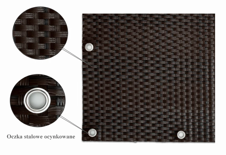 RattanArt Mata technorattanowa oczkowana osłona balkonowa 110x100cm Brąz mix 1200 g/m2 RD06