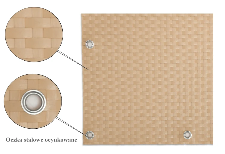 RattanArt Mata technorattanowa oczkowana osłona balkonowa 100x100cm Kremowy 1200 g/m2 RD18
