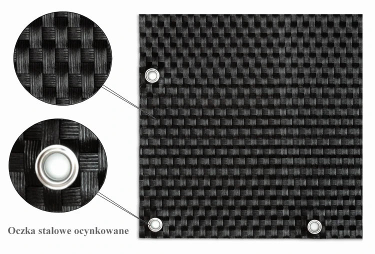RattanArt Mata technorattanowa oczkowana osłona balkonowa 90x100cm Antracyt 1200 g/m2 RD03