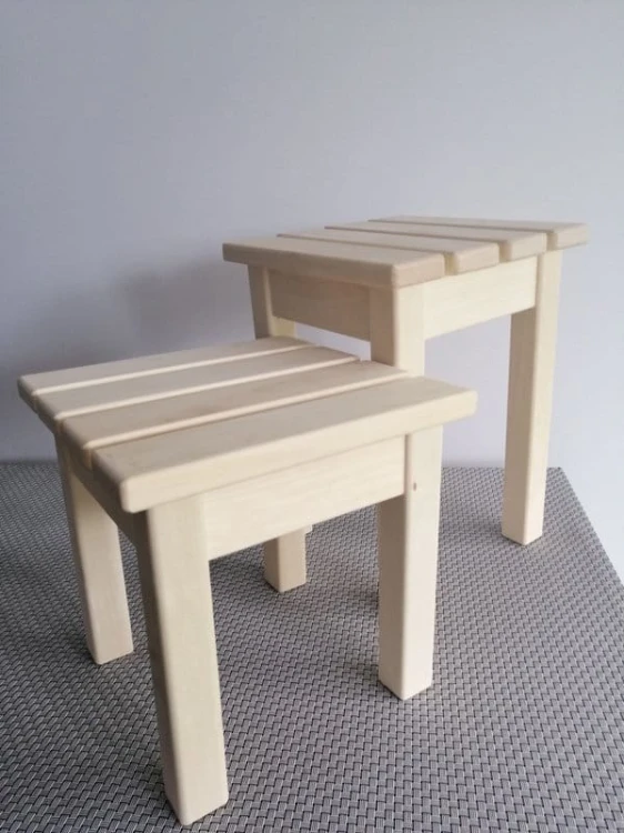 RattanArt Stołek osikowy drewniany 300x300x300mm Jasne drewno