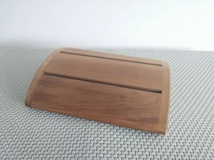 RattanArt Podgłówek osikowy owalny thermo 345x255x80mm Ciemne drewno