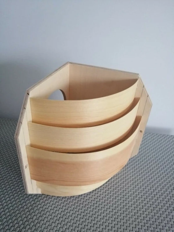RattanArt Osłona lampy osikowa narożna duża 310x230x220mm Jasne drewno