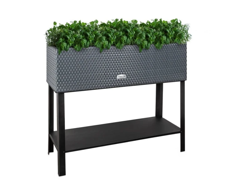 RattanArt Ziołownik z nawodnieniem i stelażem 95x40x30cm Czarny RD04